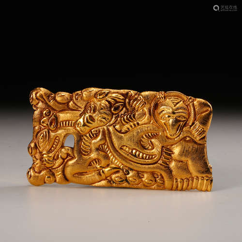 CHINESE GILT SILVER PLAQUE