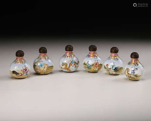 CHINESE BRONZE ENAMELED SNUFF BOTTLES