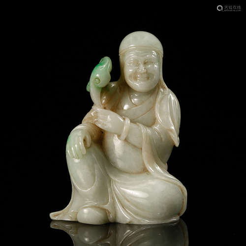 CHINESE JADEITE CARED SEATED LOHAN