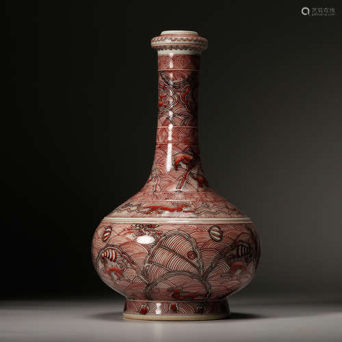 CHINESE IRON RED UNDERGLAZE PORCELAIN VASE