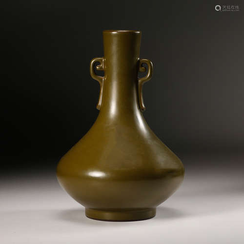 CHINESE TEA DUST GLAZED PORCELAIN VASE