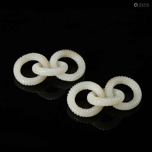 CHINESE WHITE JADE CARVED RINGS