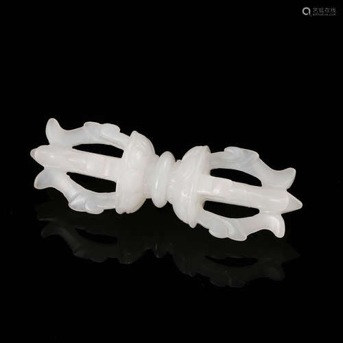 CHINESE WHITE JADE VAJRA PENDANT