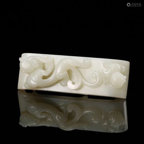 CHINESE WHITE JADE DRAGON FITTING