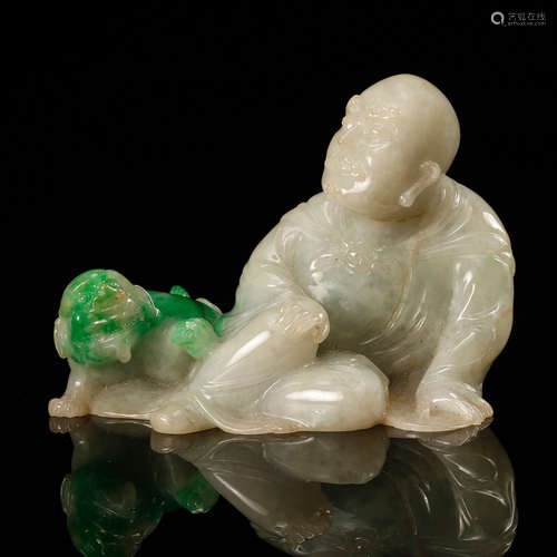 CHINESE JADEITE CARED SEATED LOHAN