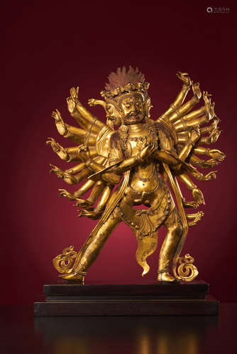 A Gilt-Bronze Figure of MAHAKALA. 
18th Century.