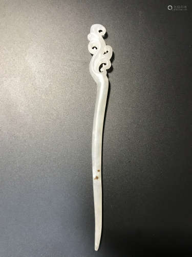 WHITE JADE CARVED HAIRPIN