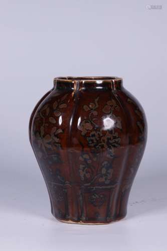 COPPER GLAZED 'FLOWERS' LOBED VASE