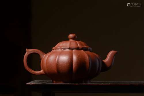 YIXING ZISHA MELON LOBED TEAPOT