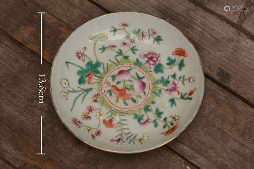 FAMILLE ROSE 'FU LU SHOU' DISH