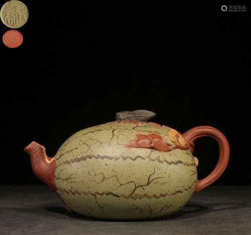 YIXING ZISHA 'MELON' TEAPOT