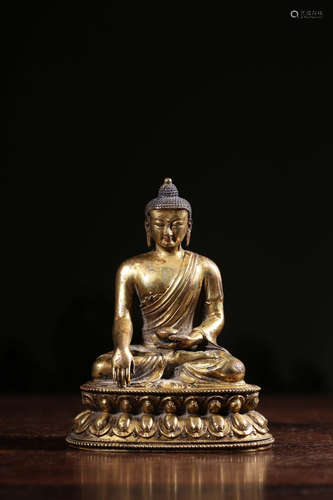 GILT BRONZE CAST BHASAJYAGURU SEATED FIGURE