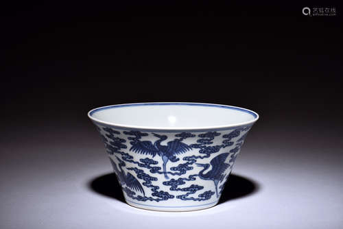 BLUE AND WHITE 'CRANES' BOWL