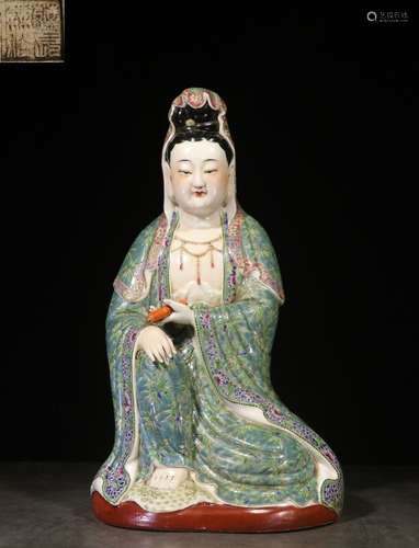 FAMILLE ROSE 'GUANYIN' SEATED FIGURE