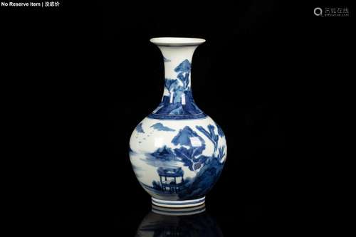 BLUE AND WHITE 'LANDSCAPE SCENERY' VASE