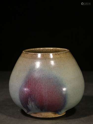 JUN WARE CELADON AND PURPLE GLAZED CHICKEN HEART JAR