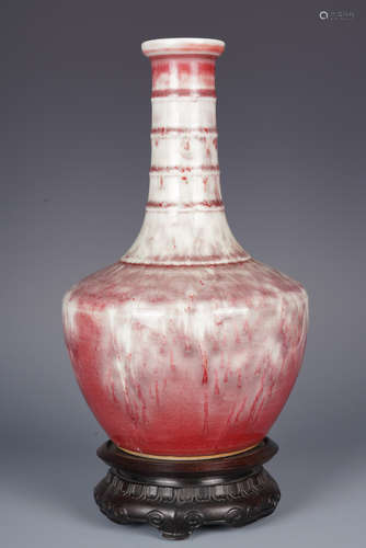 FLAMBE GLAZED BOTTLE VASE