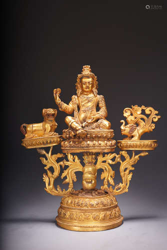 GILT BRONZE CAST 'JAMBHALA' SEATED FIGURE