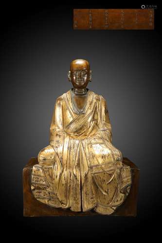 GILT BRONZE CAST KSITIGARBHA SEATED FIGURE