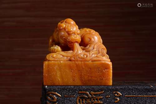 TIANHUANG SOAPSTONE 'MYTHICAL BEAST' STAMP SEAL