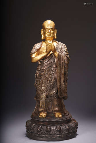 GILT BRONZE CAST 'GUARDIAN' STANDING FIGURE