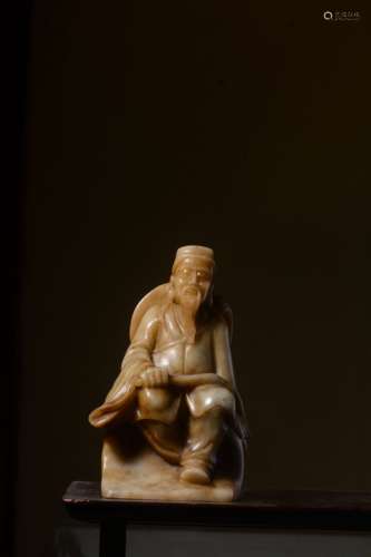 SHOUSHAN SOAPSTONE CARVED 'ELDER' FIGURE