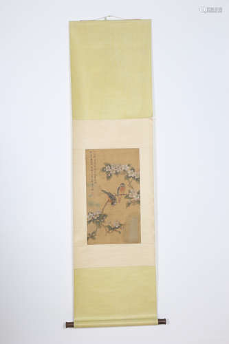 JIANG TINGXI: INK AND COLOR ON PAPER PAINTING 'FLOWERS AND BIRDS'