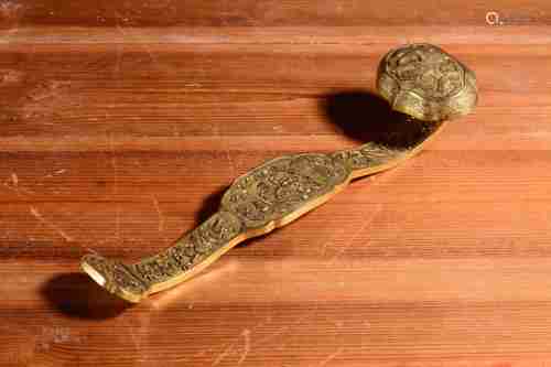 GILT BRONZE CAST AND CARVED RUYI SCEPTER