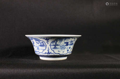 BLUE AND WHITE OPEN MEDALLION 'CHILDREN' BOWL