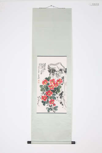 WU CHANGSHUO: INK AND COLOR ON PAPER PAINTING 'FLOWERS'