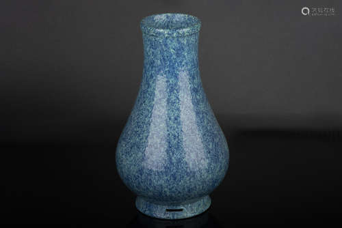 BLUE INFUSED GLAZED BOTTLE VASE