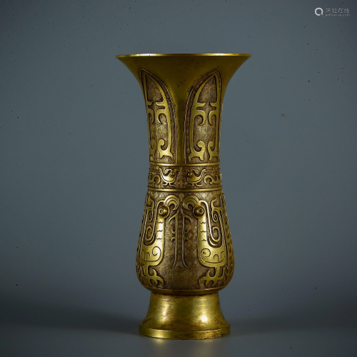 Shang gilt bronze goblet