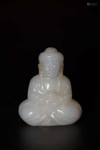 A Chinese Carved Hetian Jade Guanyin Pendant