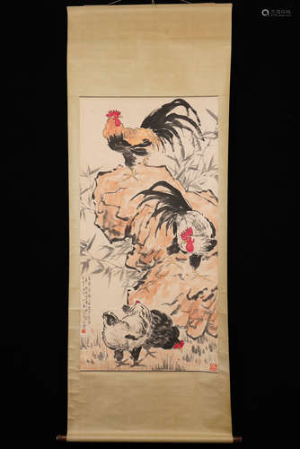 A Chinese Cock Painting, Xu Beihong Mark