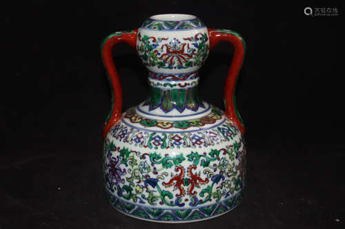 A Chinese Multi Colored Porcelain Handled Pot