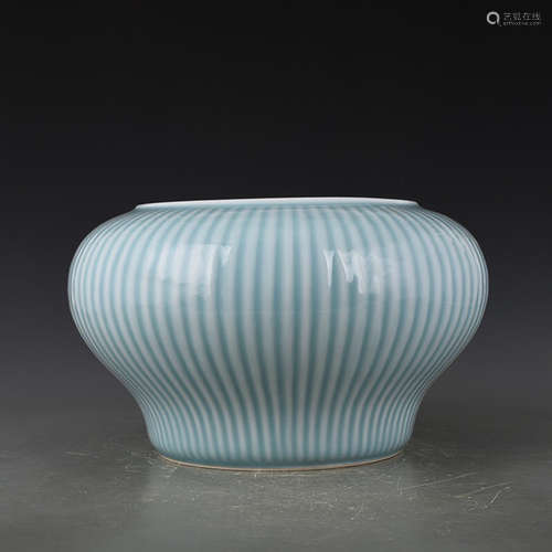 A Chinese Celadon-Glazed Porcelain Zun