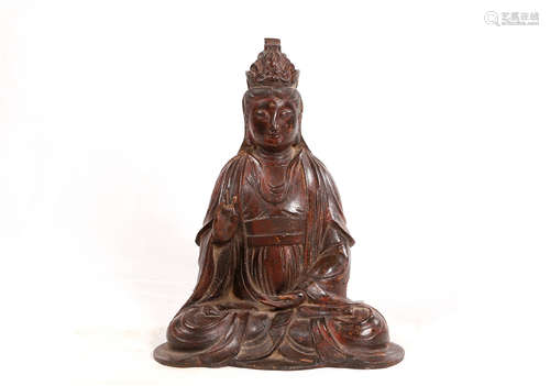 A Chinese Gild Copper Guanyin Statue