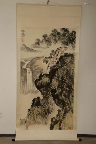 A Chinese Painting Scroll, Liu Jiyou Mark