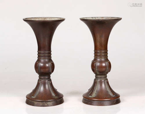 A Pair of Chinese Copper Flower Vase