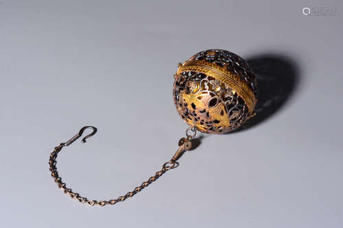 A Chinese Gilded Copper Aromatherapy Ball