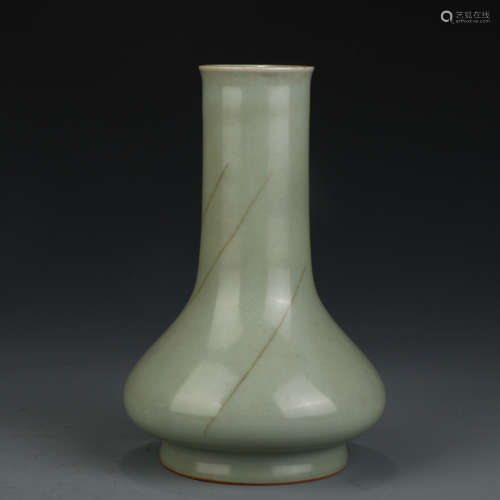 A Chinese Celadon-Glazed Porcelain Vase