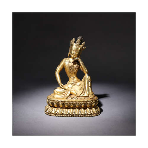 A Chinese Gilded Copper Tara Statue