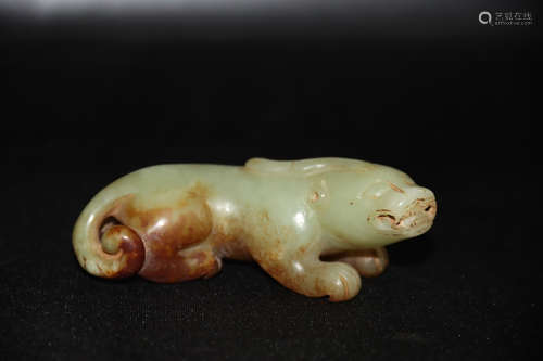 A Chinese Carved Hetian Jade Beast Ornament