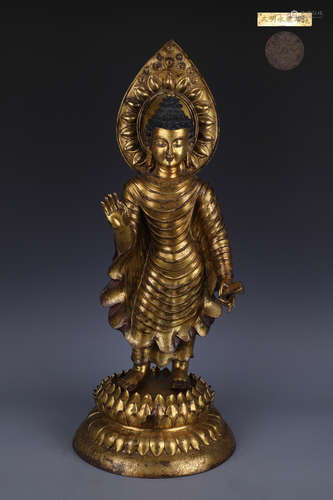 A Chinese Gilded Copper Buddha Statue