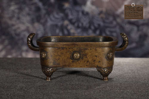 A Chinese Copper Suqare Incense Burner