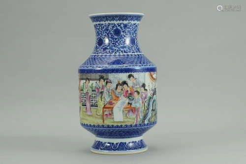 A Chinese Famille Rose Figure Painted Porcelain Vase