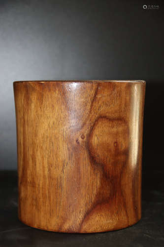 A Chinese Rosewood Carved Brush Pot