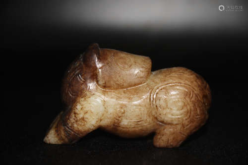 A Chinese Carved Hetian Jade Horse Ornament