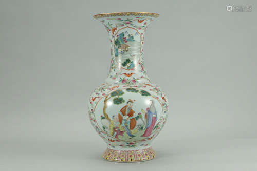 A Chinese Famille Rose Figure Painted Porcelain Vase