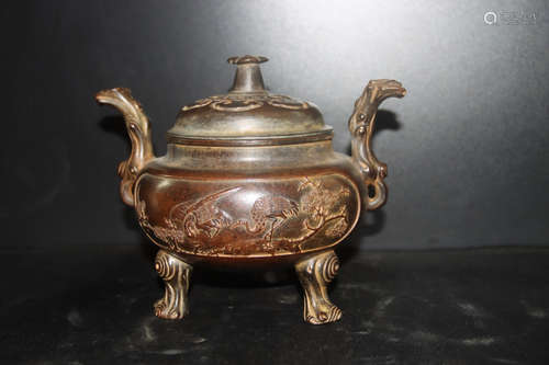 A Chinese Red Copper Incense Burner